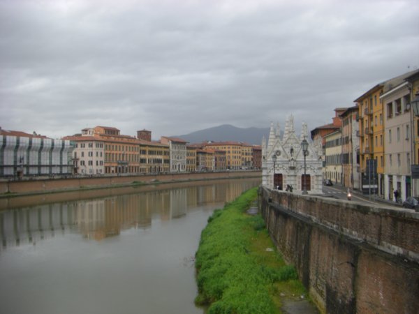 The river in Pisa on the way to see the tower