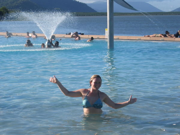 Having a dip in the Esplanade - Weeee!