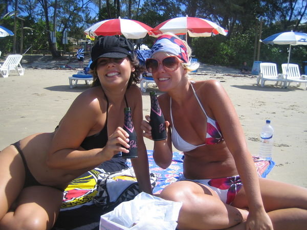 Cari and Cheri...busy at beach as well.