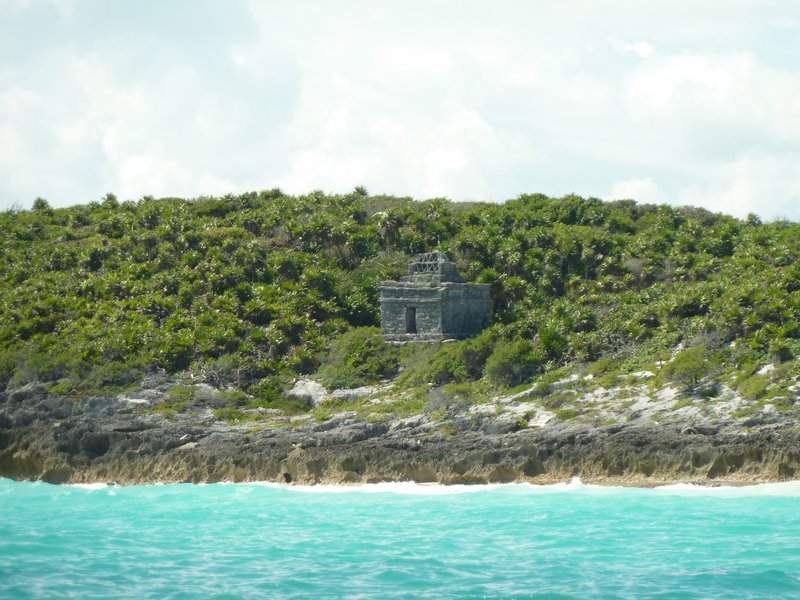 Tulum ruins from a boat