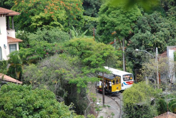 bonde and bus in santa teresa rio