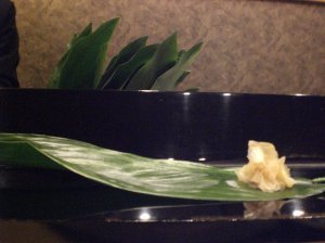 Sushi dinner on a bamboo leaf