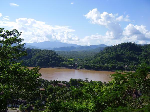 A view down on Luang prabang from the top of Phou Si "mountain"