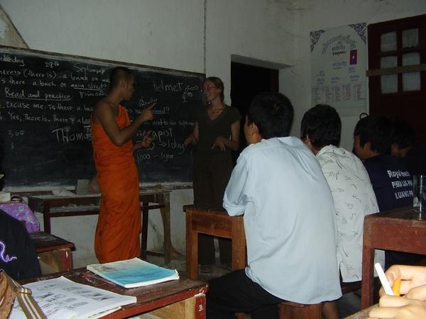 Clara teaching at the English Class we visited