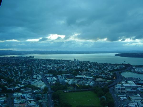 A view across the auckland area from the sky tower