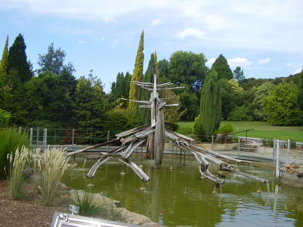 A sculpture at the garden commemerating 200years of french exploration in tasmania