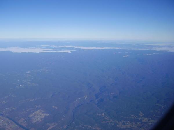 The blue mountains from the air