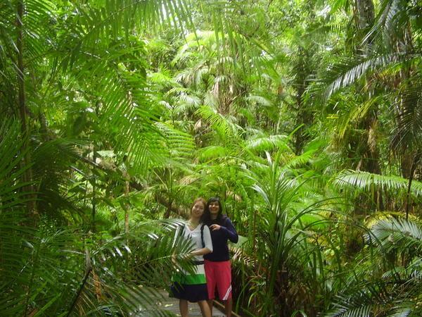 Roopa and Eun Hye (Eva) in the rainforest