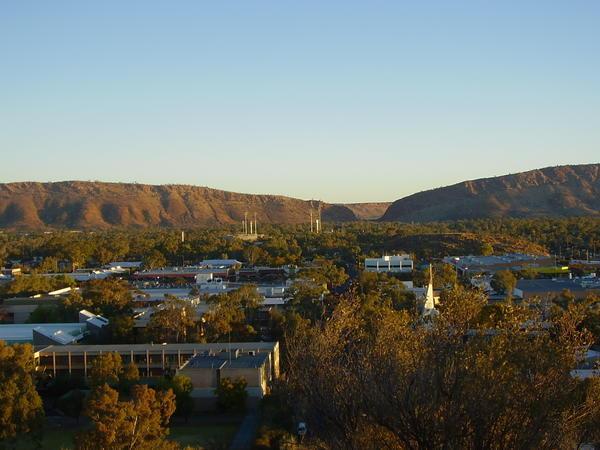 Alice Springs and the MacDonald ranges as viewed from anzac hill near sunset