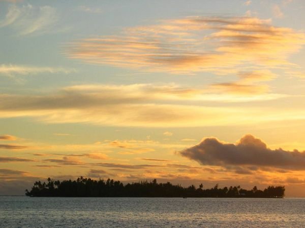 Sunset over a Bora Bora Island