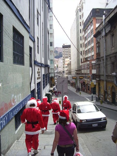 Santas take on La Paz