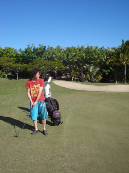 Rory and Yeri playing golf