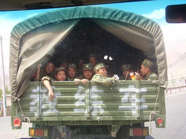 Chinese Army in the truck