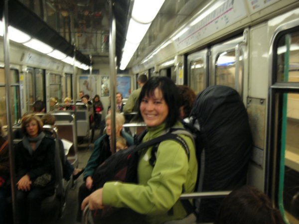 Kels on the Metro in Paris!