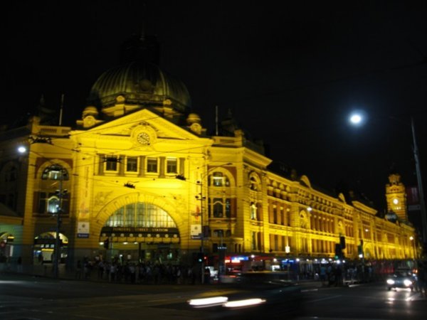 Flinders St Station at night
