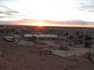 sunset over the township of Coober Pedy