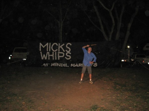 Blu practising at Mick's Whips stall