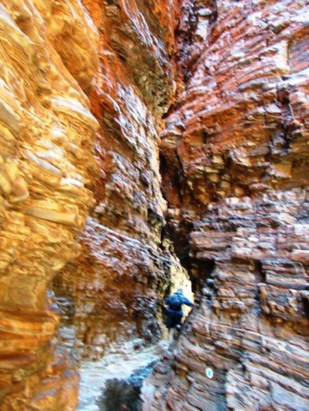 exploring the narrow gorges at Weano, Karijini