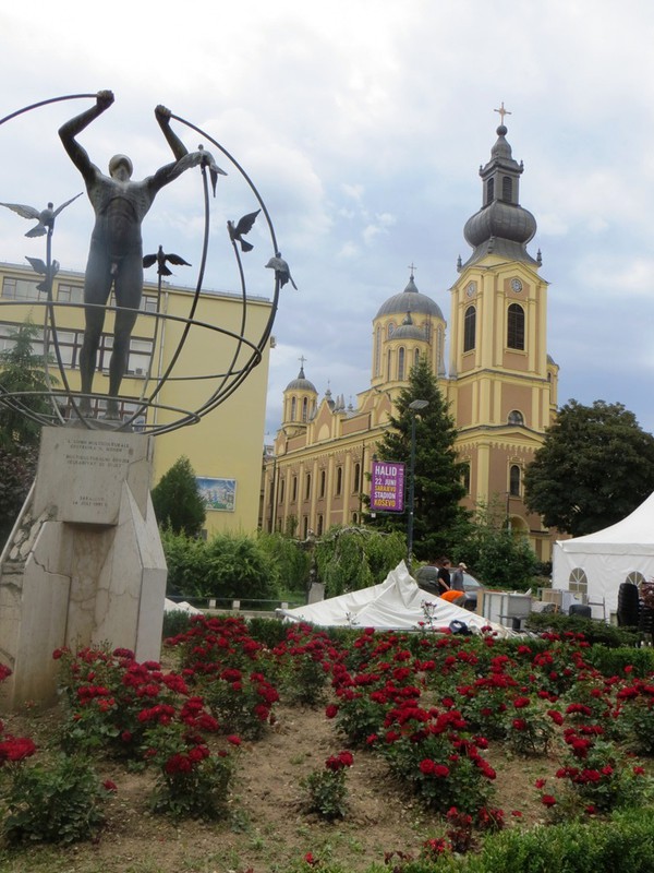 Serbian orthodox church in background