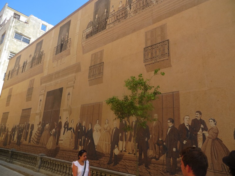 Amalia admiring the mural in Old Havana