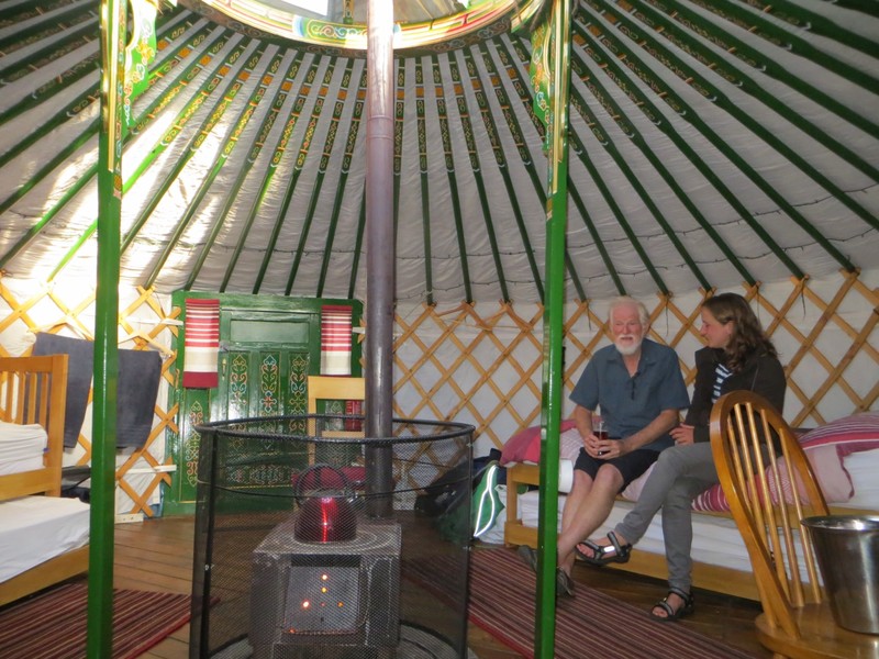 Inside the yurt 
