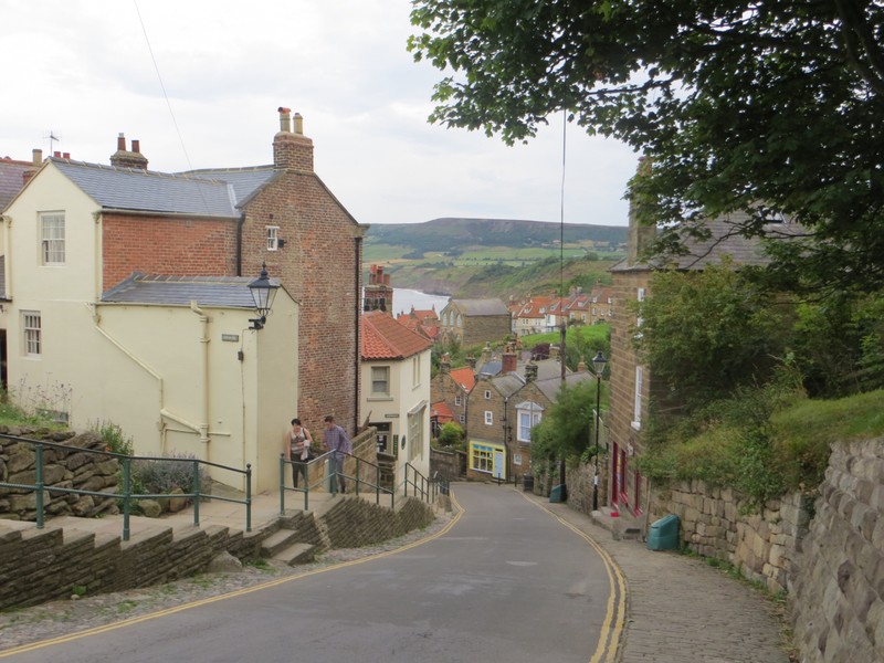 The walk up the hill to our B and B from Robin Hoods Bay