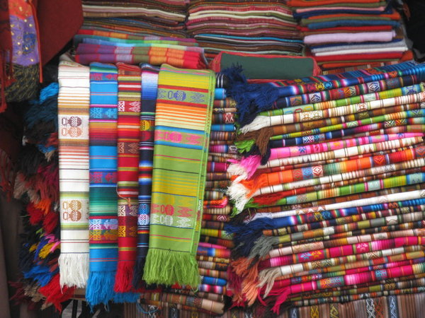 Colourful fabrics in market