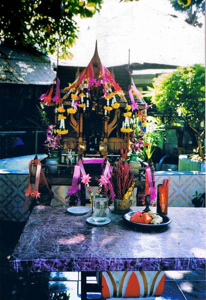 Shrine outside the Jolly Frog guesthouse, Kanchanaburi