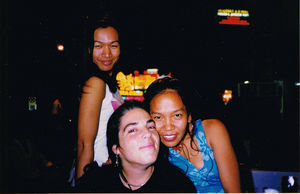Leslie and friends at the CH-1 cafe on Khao San Road