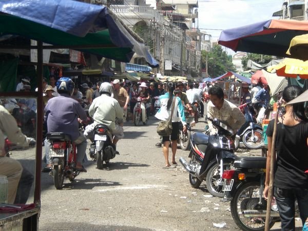 Typical scene in market in Phnom Penh