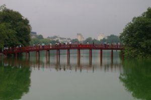 Hanoi bridge on the lake