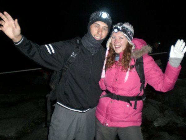 Taddah! Two extremely happy climbers at 4095m/13,435ft at 6am! We made it!