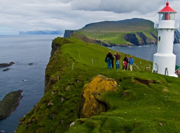 View back from the lighthouse on Mykinesholmur - The westernmost point of the Faroes