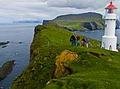 View back from the lighthouse on Mykinesholmur - The westernmost point of the Faroes