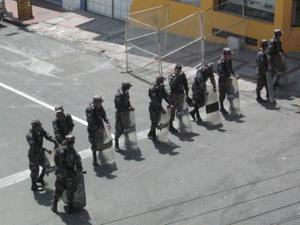 Guards outside school