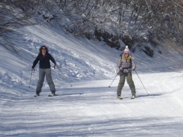 Kate and I skiing