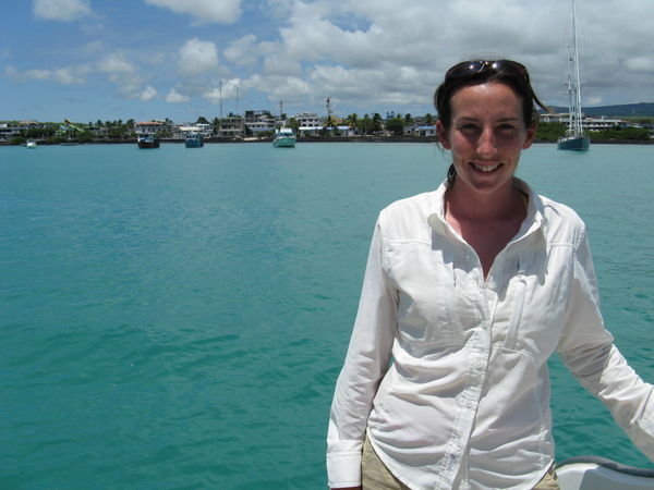 Jackie with Puerto Ayora in the Background