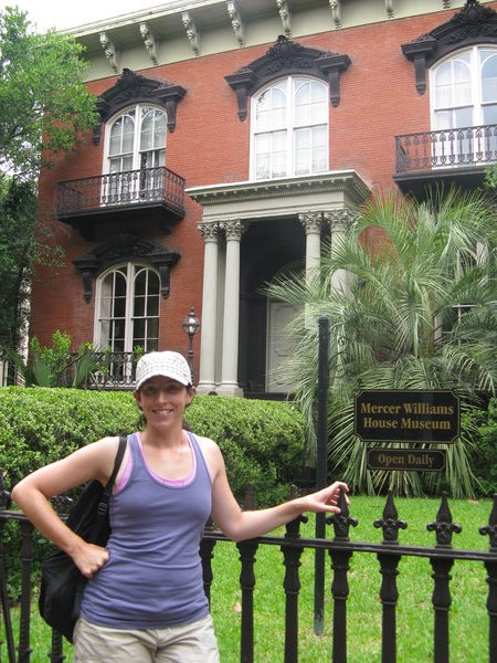 Jackie in front of Mercer House