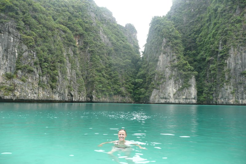 Helen takes a dip in a bay around Koh Phi Phi