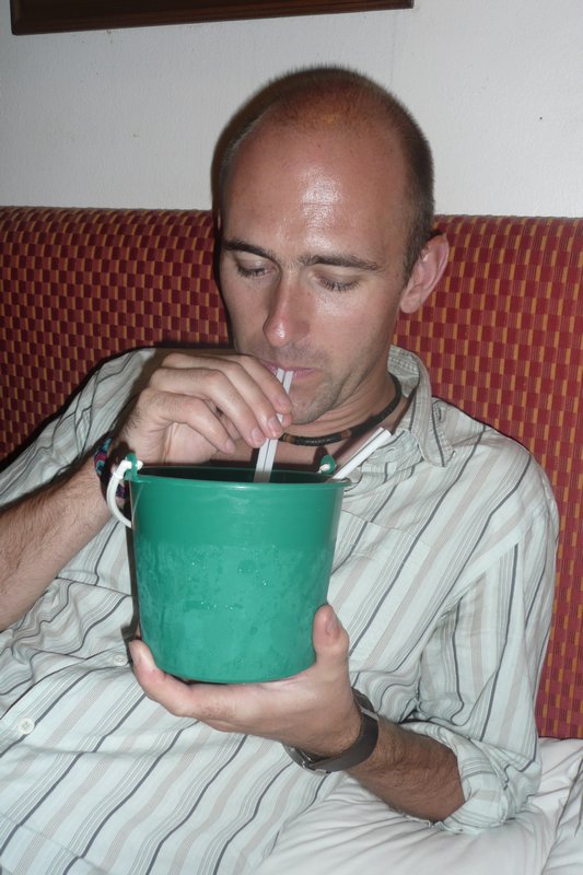 Mike shows the sophisticated way to enjoy a bucket of G&T