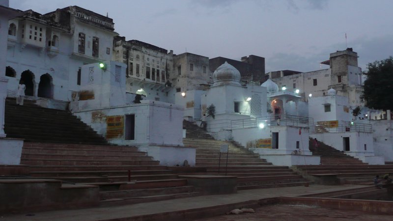 Ghats at evening time in Pushkar