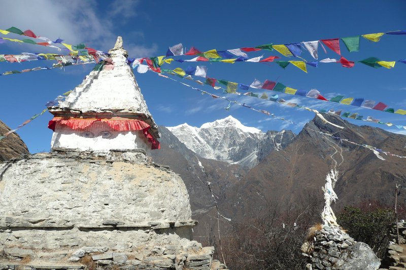 A chorten in the mountain pass village of Monjo