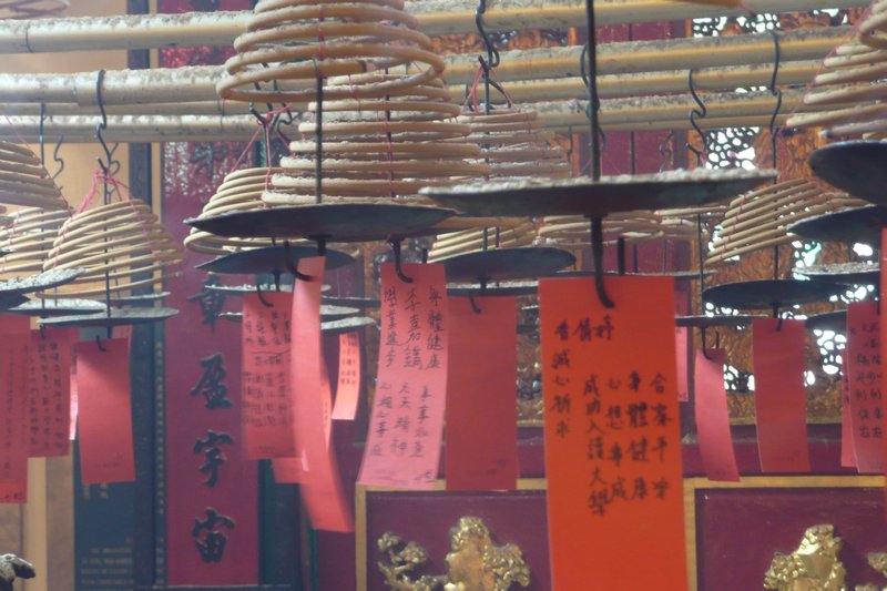 Incense burners at a temple in Hong Kong