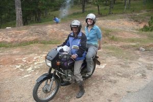 Helen rides with Tai in the Central Highlands