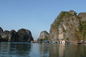 A fishing village on Halong Bay
