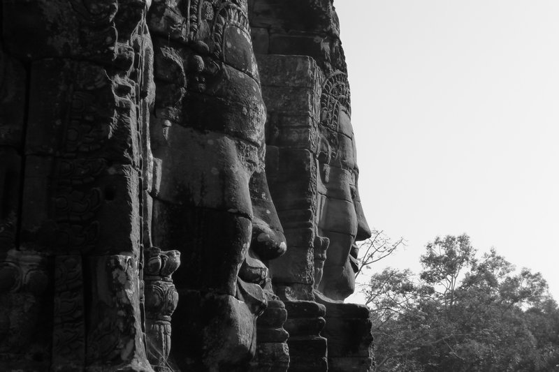 Some of the many Buddha faces on the spires of the Bayon