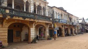 Colonial buildings preserved in Chhlong, Northern Cambodia