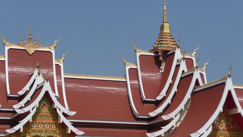 A multi tiered wat roof, Vientiane