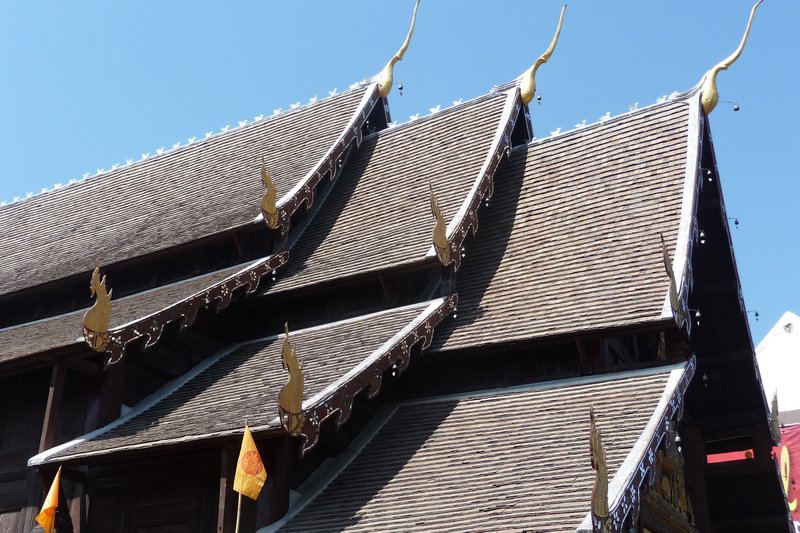Multi tiered roof of a wat