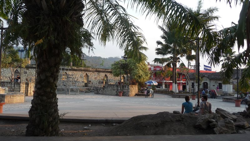 The main square in the colonial town of Copan Ruinas